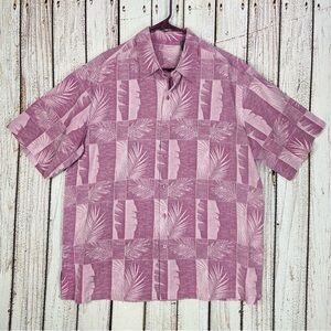 Tori Richard Shirt Mens XL Purple Silk Floral Hawaiian Short Sleeve Button Up